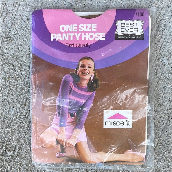 Accessories - Miracle Fit Best Ever Vintage Womens Pantyhose Nylons Tights Suntan NEW NOS